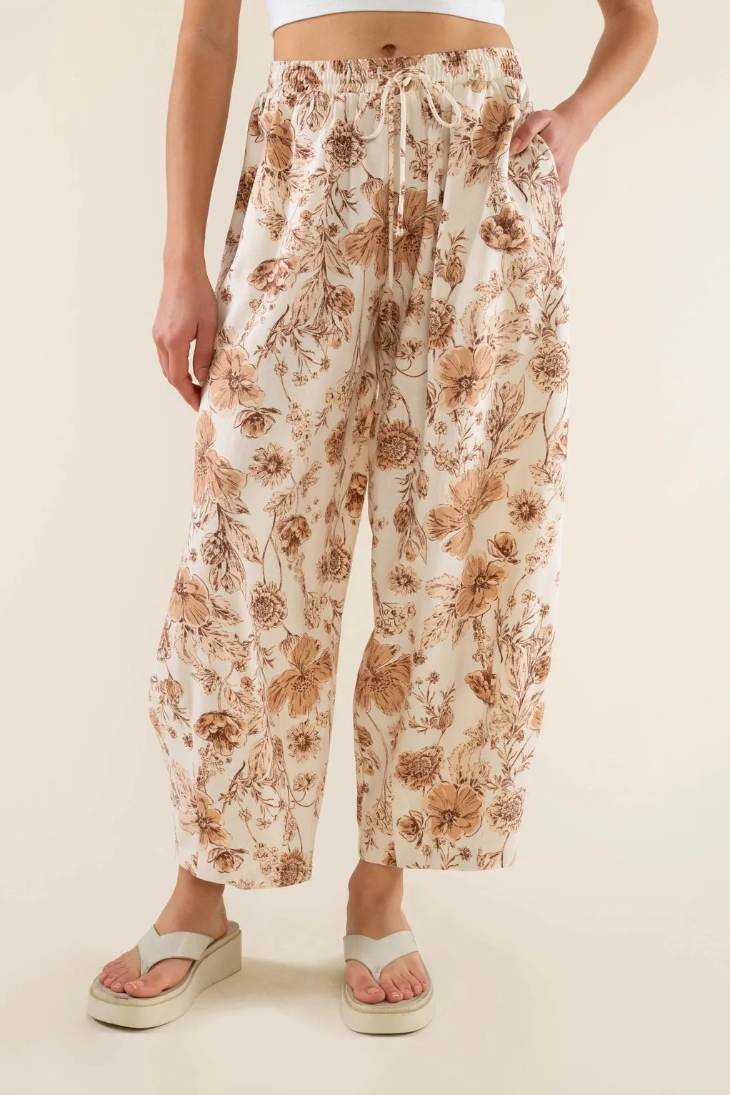 The Sonoma Floral Lantern Pant by NLT - Natural - PLUS