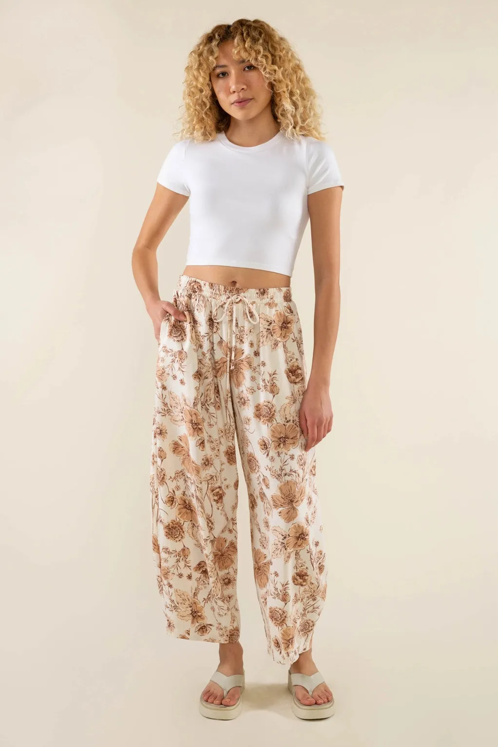 The Sonoma Floral Lantern Pant by NLT - Natural - PLUS