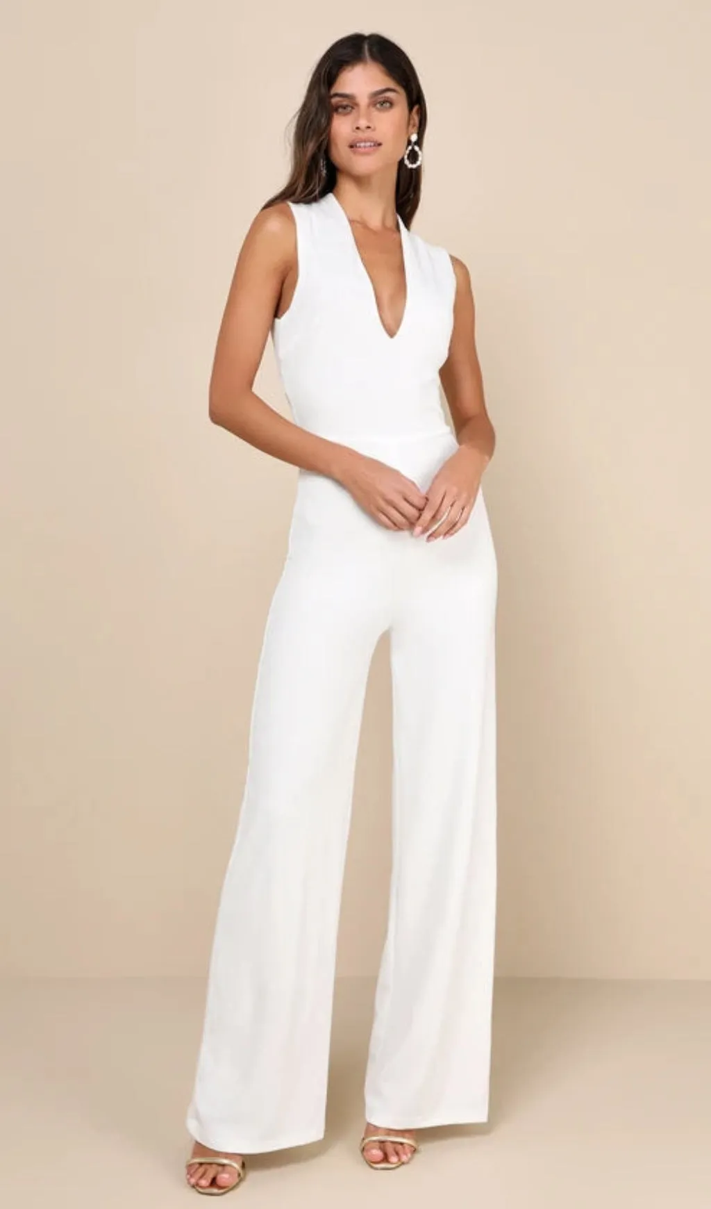 Thinking Out Loud White Backless Jumpsuit