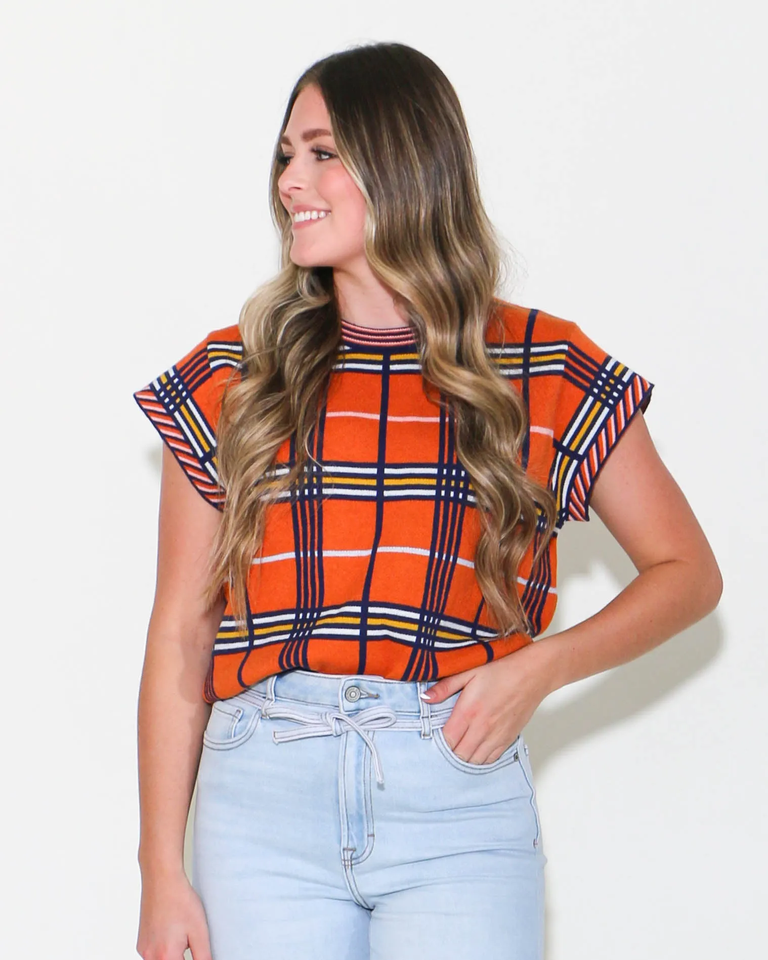 THML | Short Sleeve Plaid Top