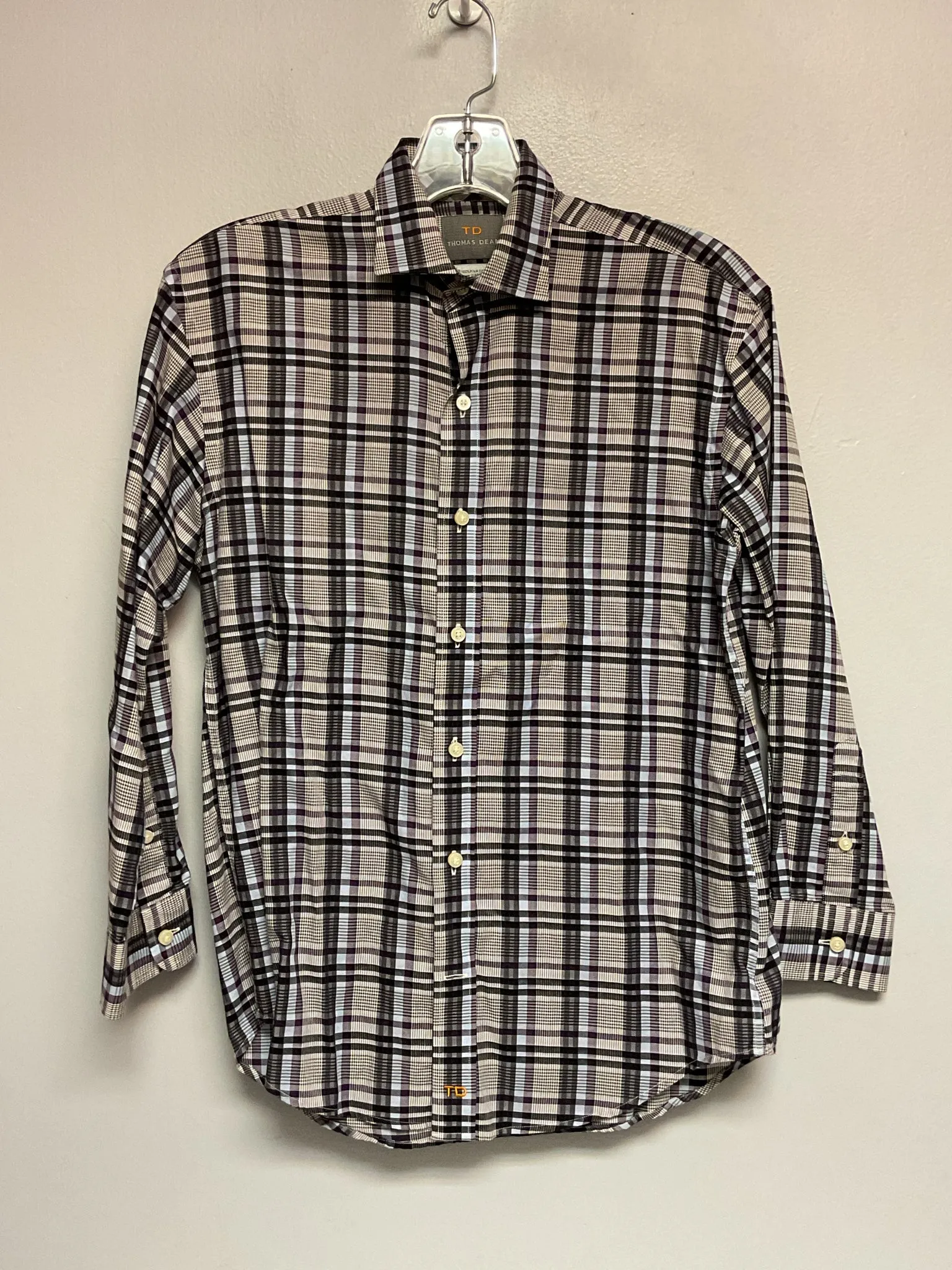 Thomas Dean Size 10 Black Plaid Cotton Big Boys Shirts & Polos
