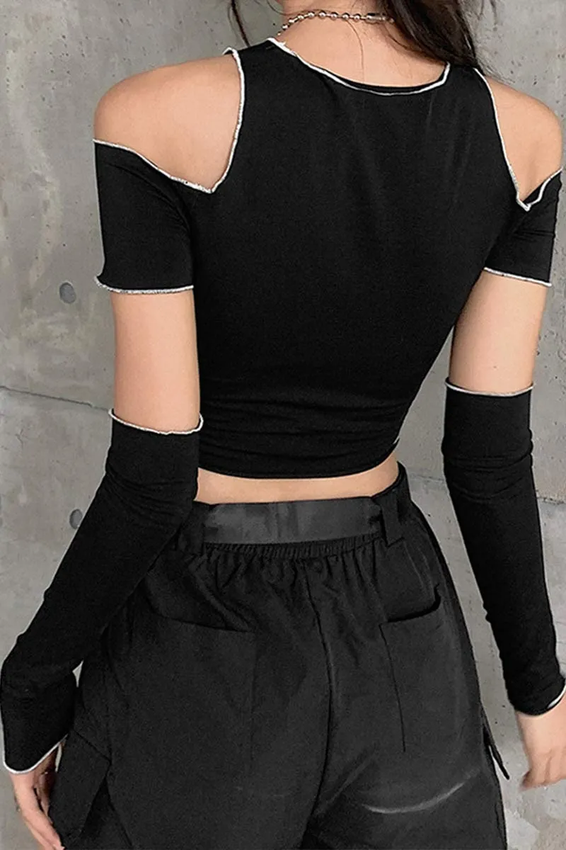 TI722 Off-Shoulder with Arm Sleeve Top
