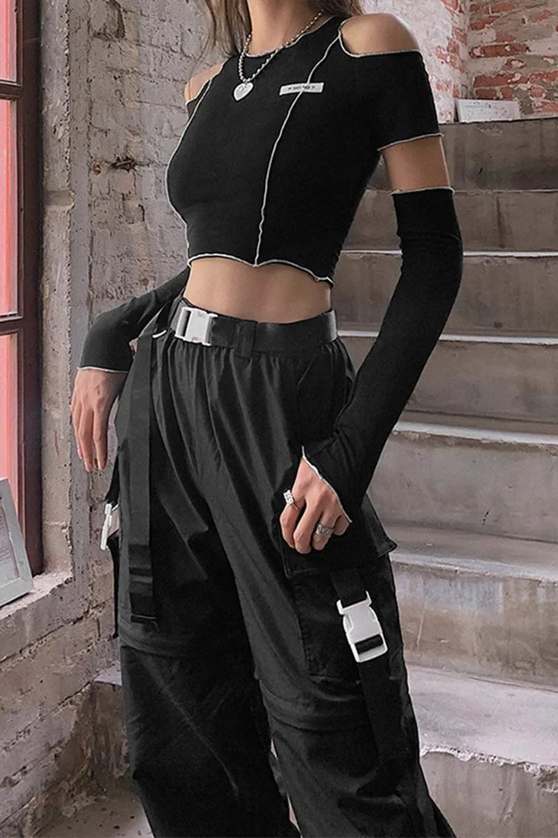 TI722 Off-Shoulder with Arm Sleeve Top