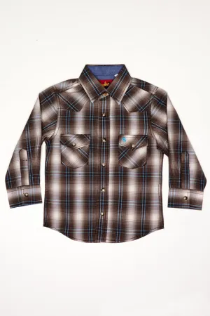 Toddler Brown & Turquoise Plaid Western Shirt