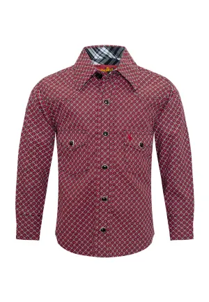 Toddler Burgundy Print Western Shirt/Matching Father & Son