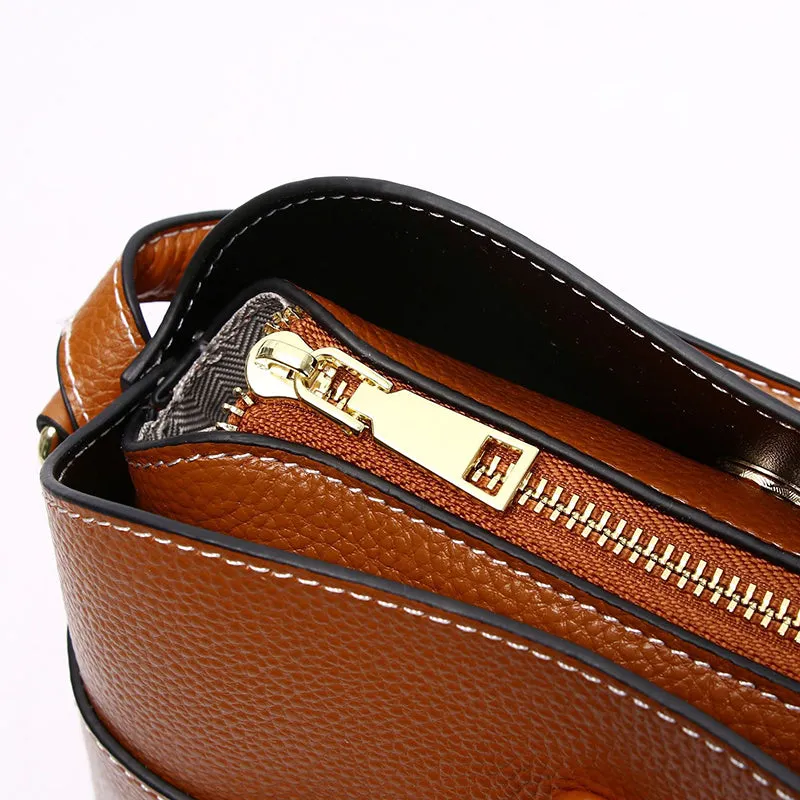 Top Grain Leather Handbag Women Natural Leather Shoulder Bag Stylish Womens Crossbody Bag
