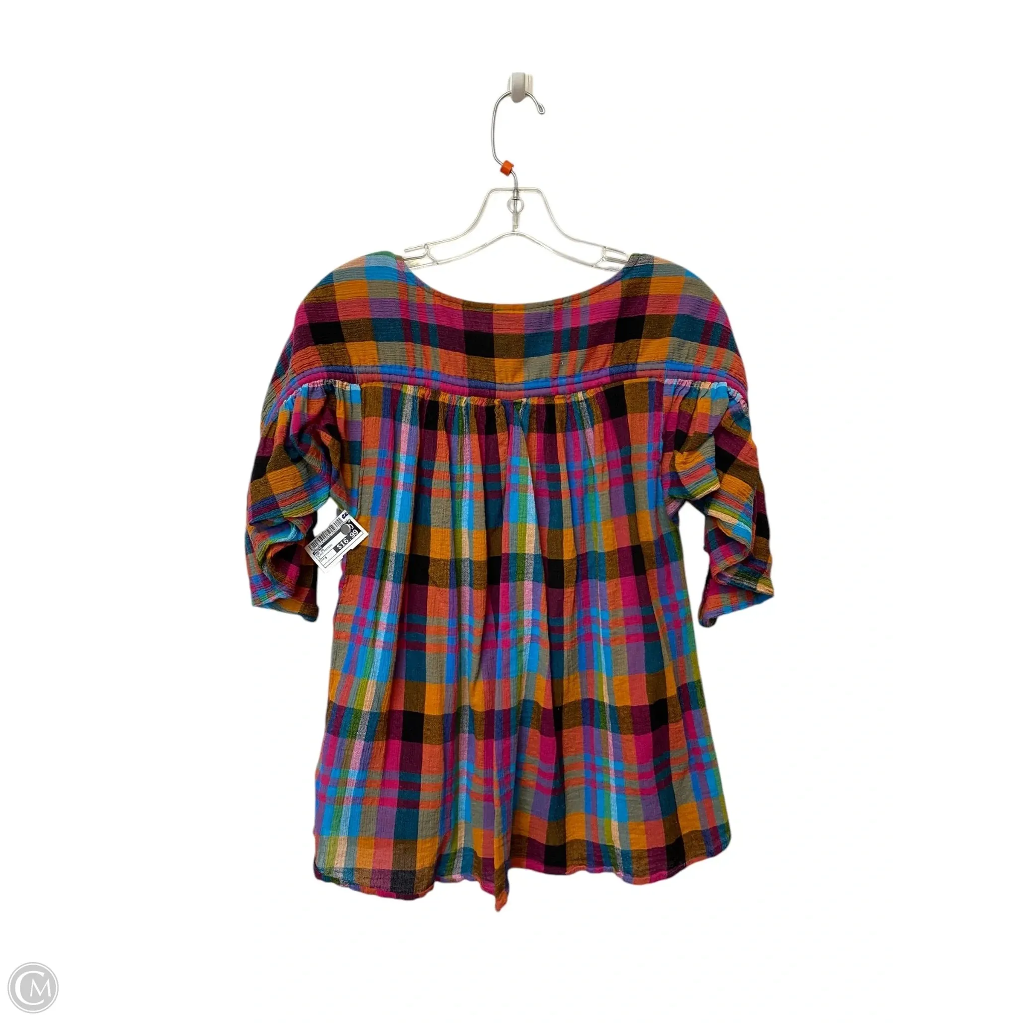 Top Short Sleeve By Maeve In Plaid Pattern, Size: S