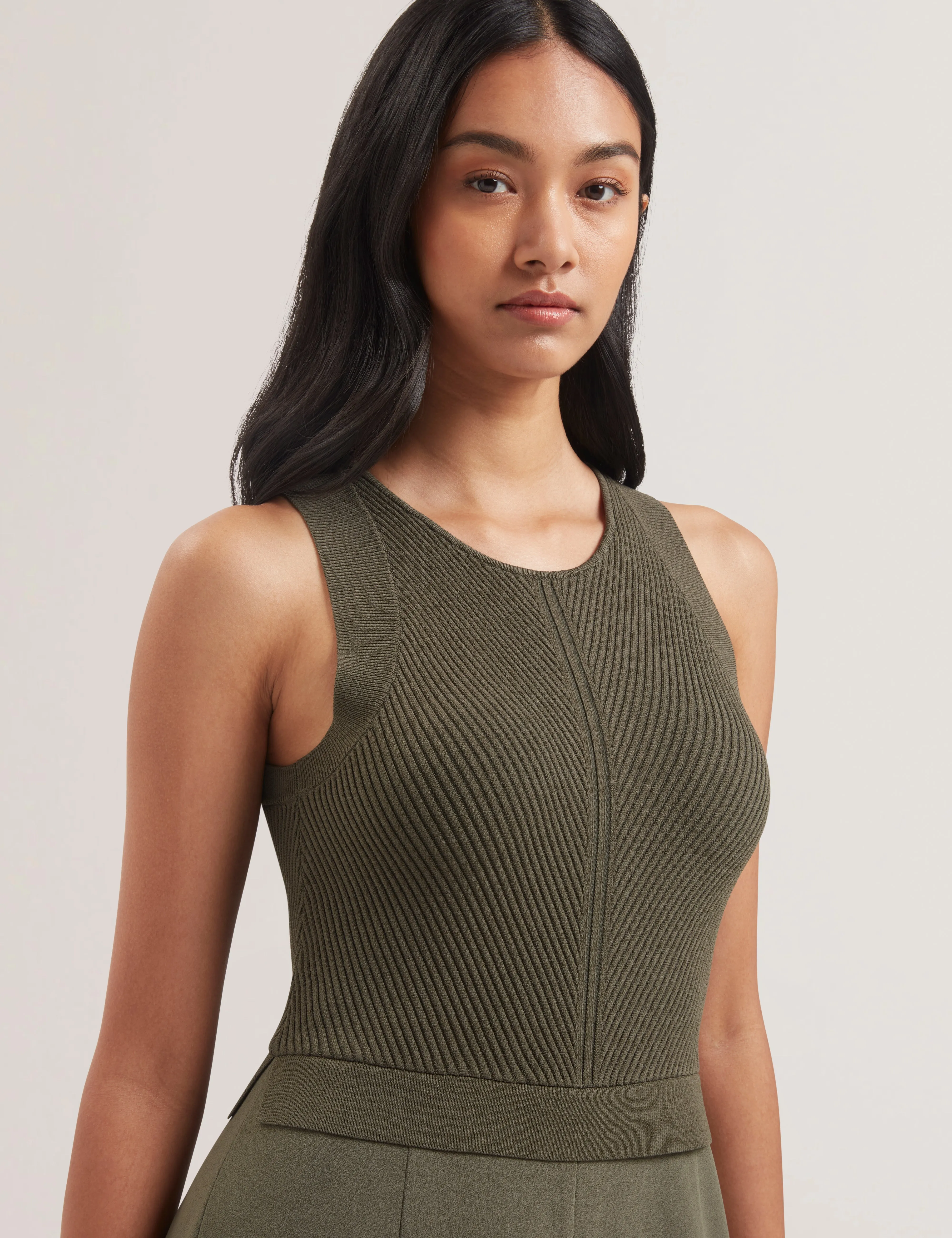 Toveli Knit Bodice Racer Back Jumpsuit Dk-Green