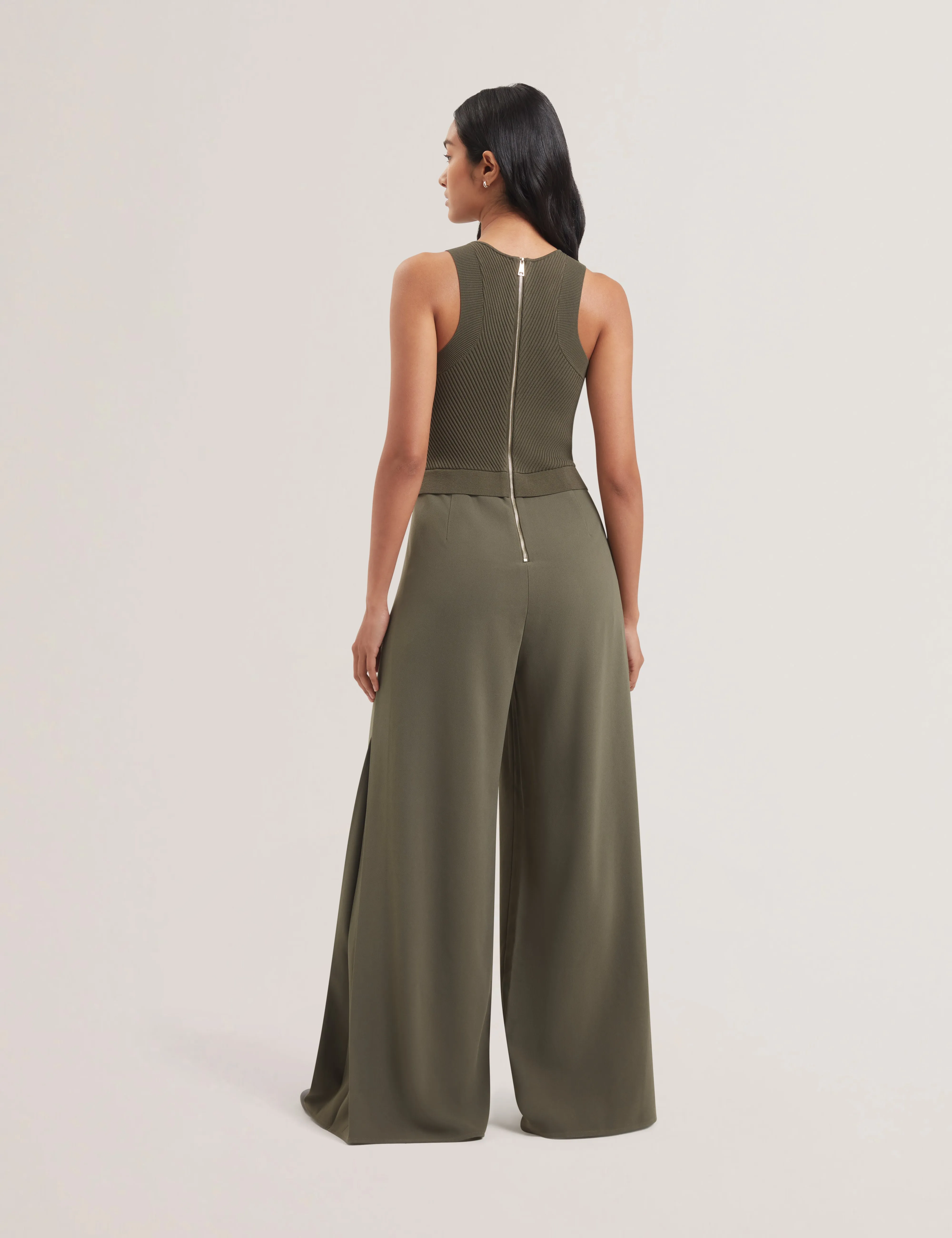 Toveli Knit Bodice Racer Back Jumpsuit Dk-Green
