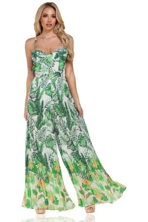 TROPICAL PLEATED JUMPSUIT