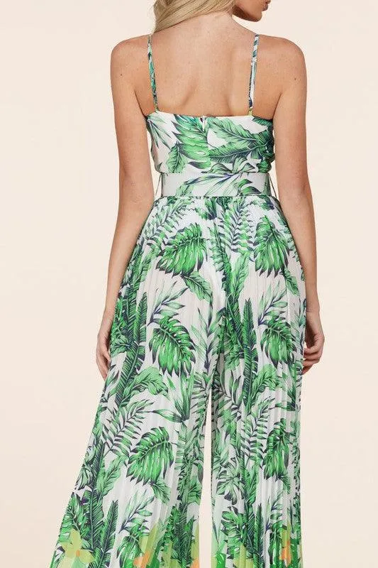 TROPICAL PLEATED JUMPSUIT