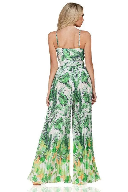 TROPICAL PLEATED JUMPSUIT