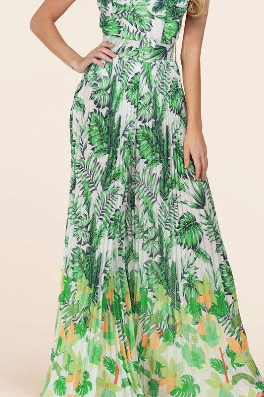 TROPICAL PLEATED JUMPSUIT