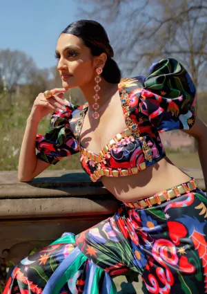 Tropical quartz black printed pant set