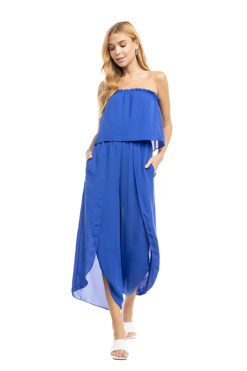Tube Top Tulip Leg Jumpsuit