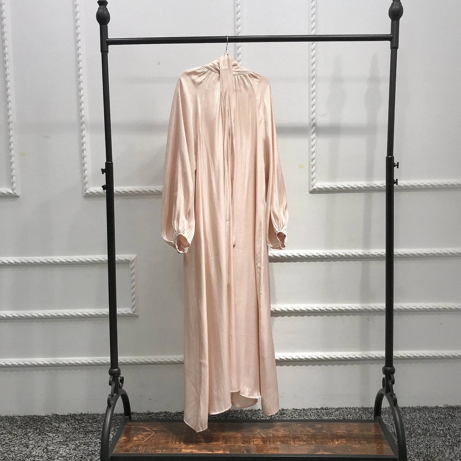 Turkish Solid Color Plus Size Lace Up Robe Dress