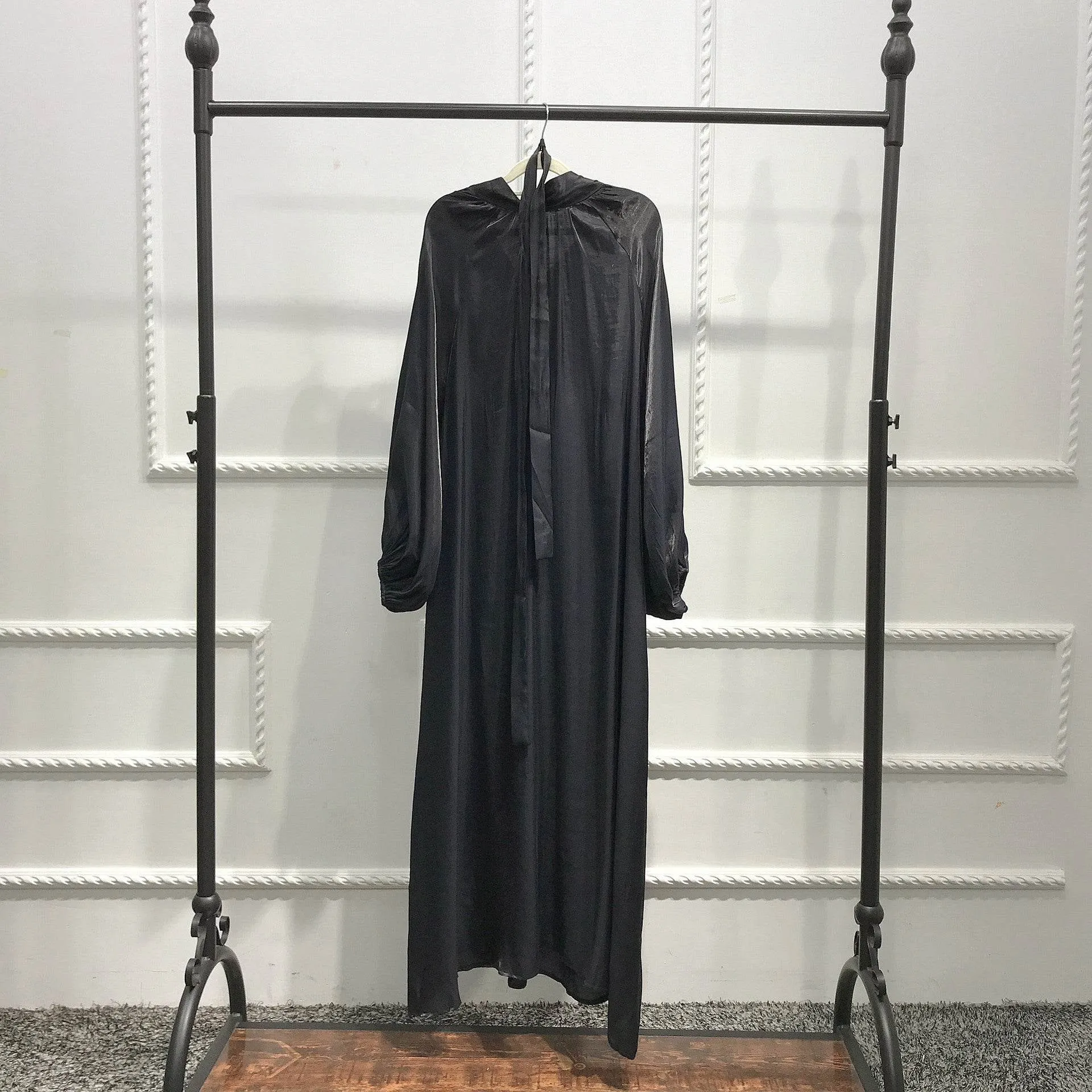 Turkish Solid Color Plus Size Lace Up Robe Dress