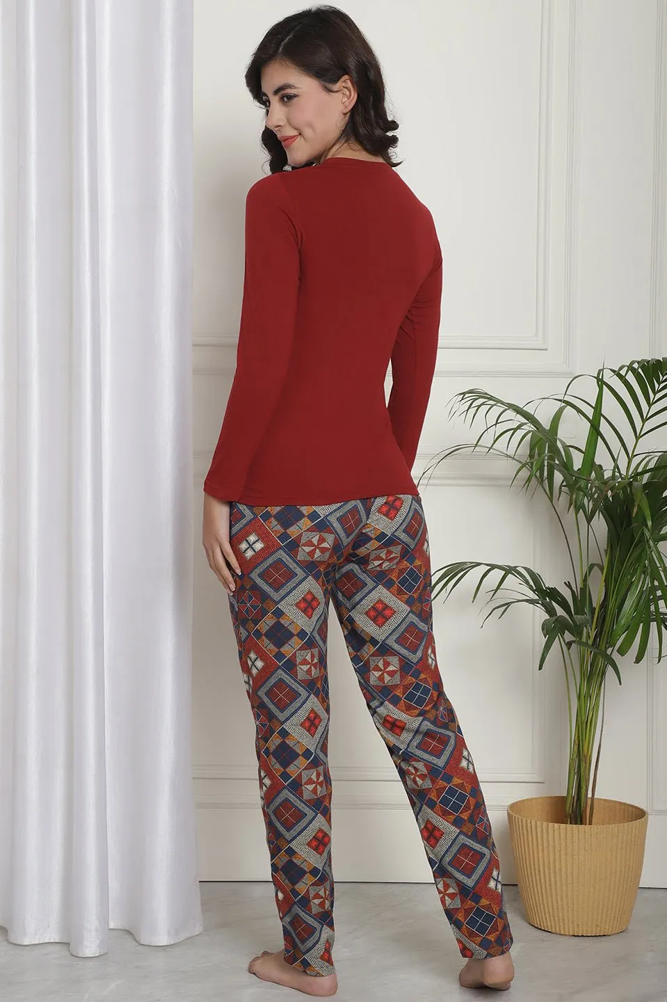 Typography Printed Viscose Rayon Night Suit for Women | S-XXL | Claura