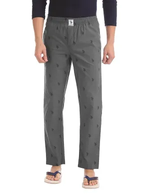 U S Polo Assn Grey Printed Cotton Lounge Pants for Men #I506