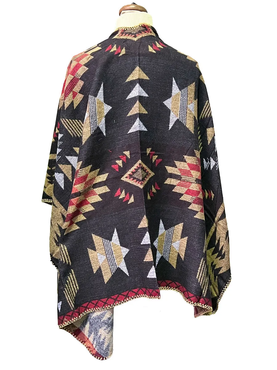 U Shape Poncho - Triangle Print*