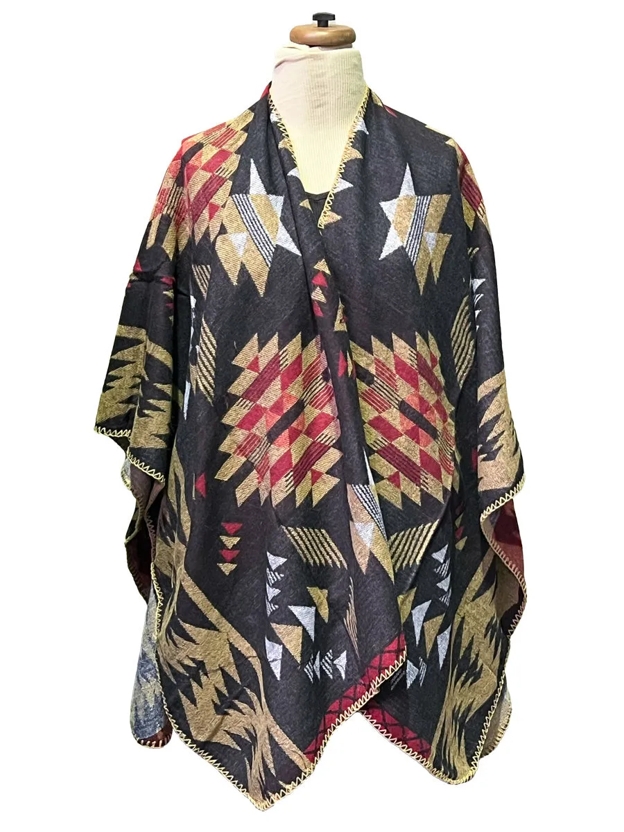 U Shape Poncho - Triangle Print*