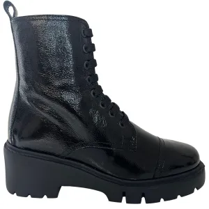 Unisa Juliet Black Patent Leather Lace Up Boots