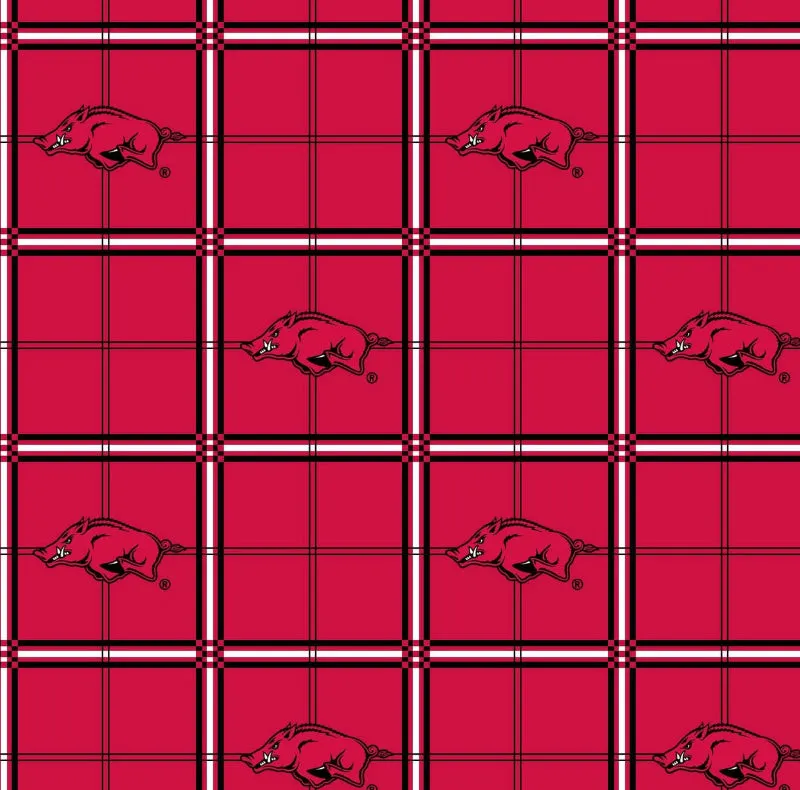 UNIVERSITY OF ARKANSAS-Plaid Flannel-100% Cotton-ARK023
