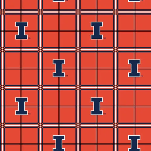 UNIVERSITY OF ILLINOIS-Plaid Flannel-100% Cotton-ILL023