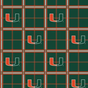 UNIVERSITY OF MIAMI-Plaid Flannel-100% Cotton-MIA023