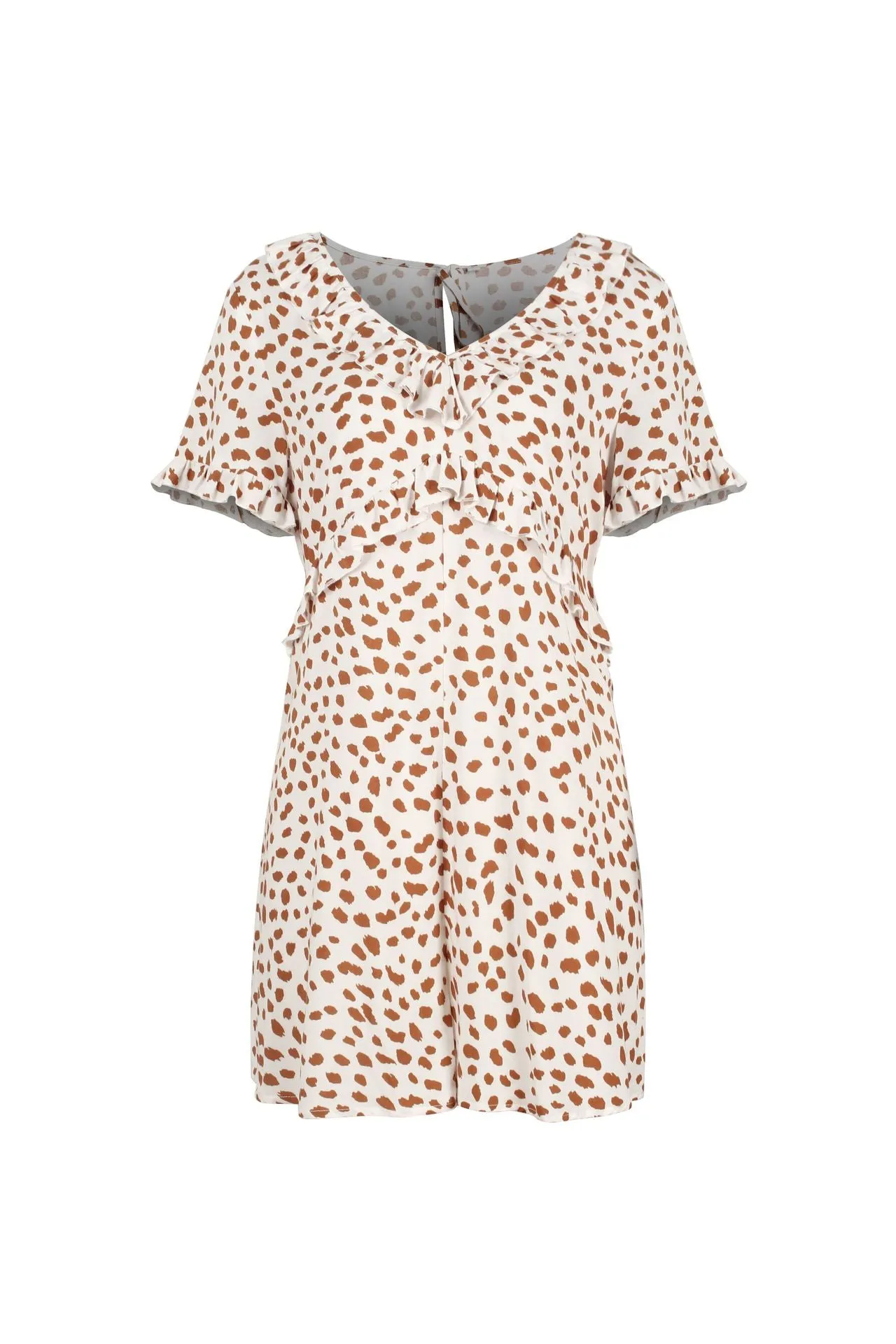 V-neck Printed Floral Jumpsuit Lotus Sleeve Rompers