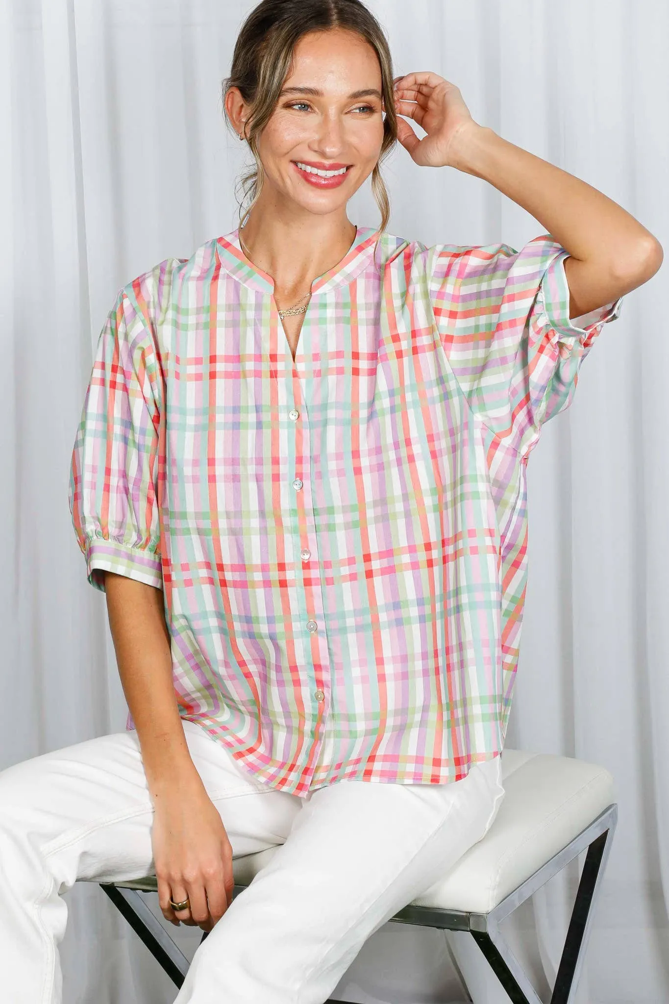 Valerie Plaid Blouse