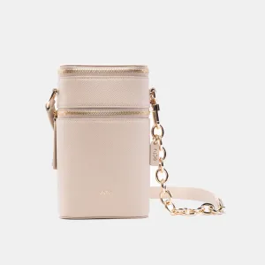 Veda Double Zipper Italian Leather Crossbody in Sand