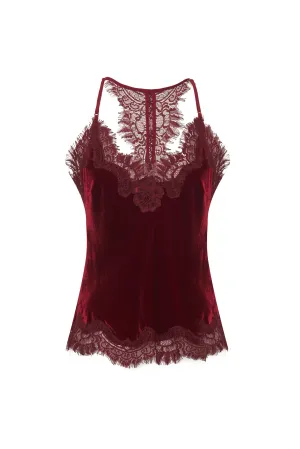 Velvet Cropped Lace Cami Dalia Red