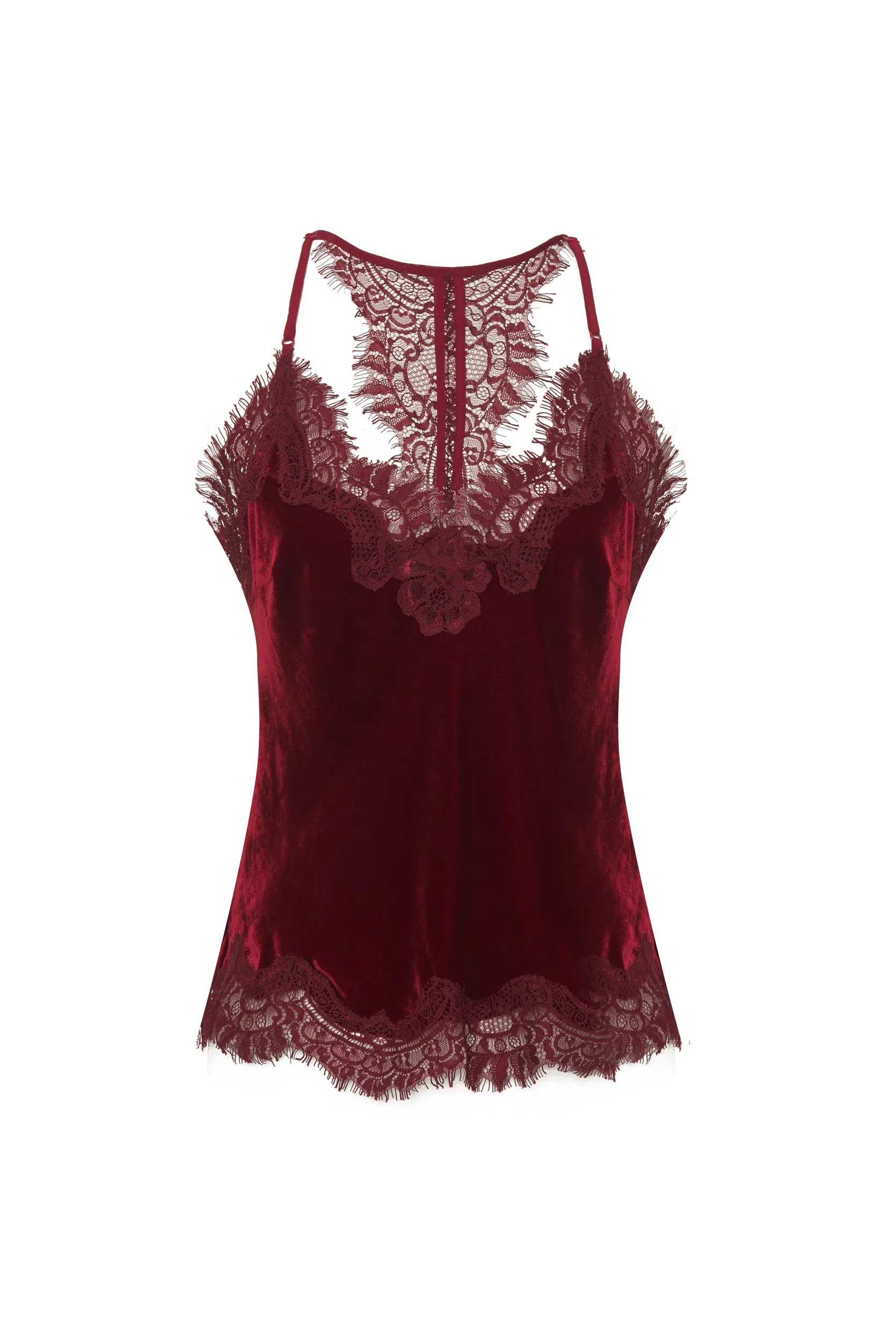 Velvet Cropped Lace Cami Dalia Red
