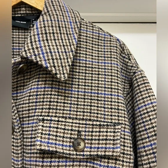 Vero Moda Wool Blend Plaid Coat