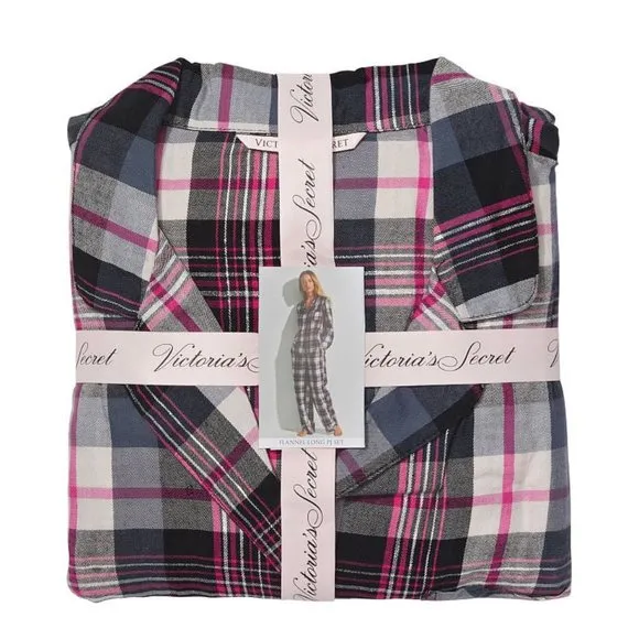 VICTORIA'S SECRET Flannel Long Pajama Set, Size S Regular