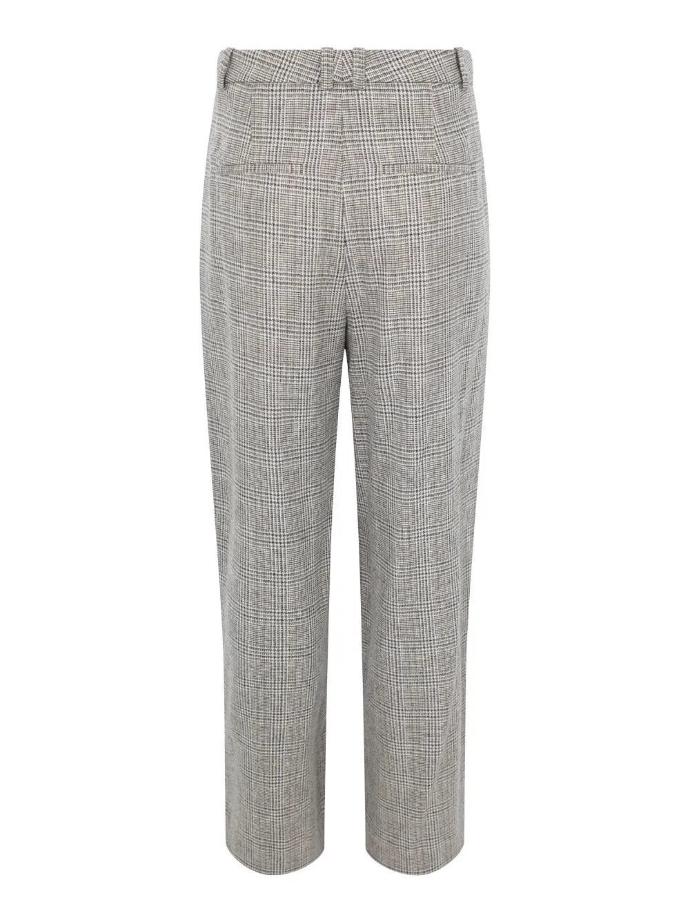Vince High Rise Wool Blend Plaid Trouser in Heritage Grey