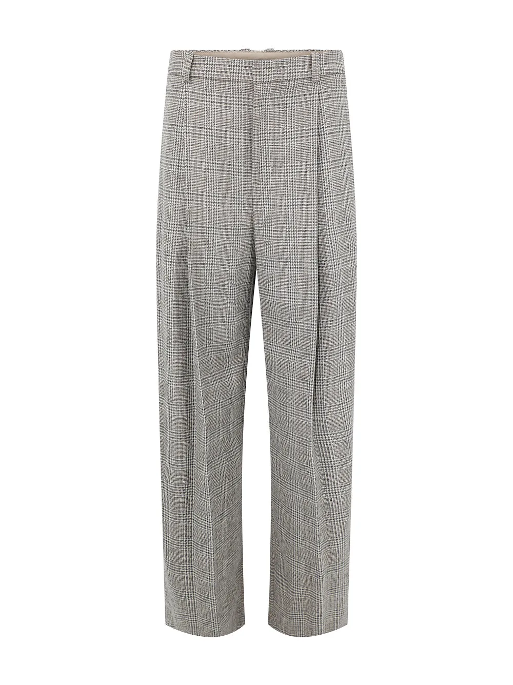 Vince High Rise Wool Blend Plaid Trouser in Heritage Grey