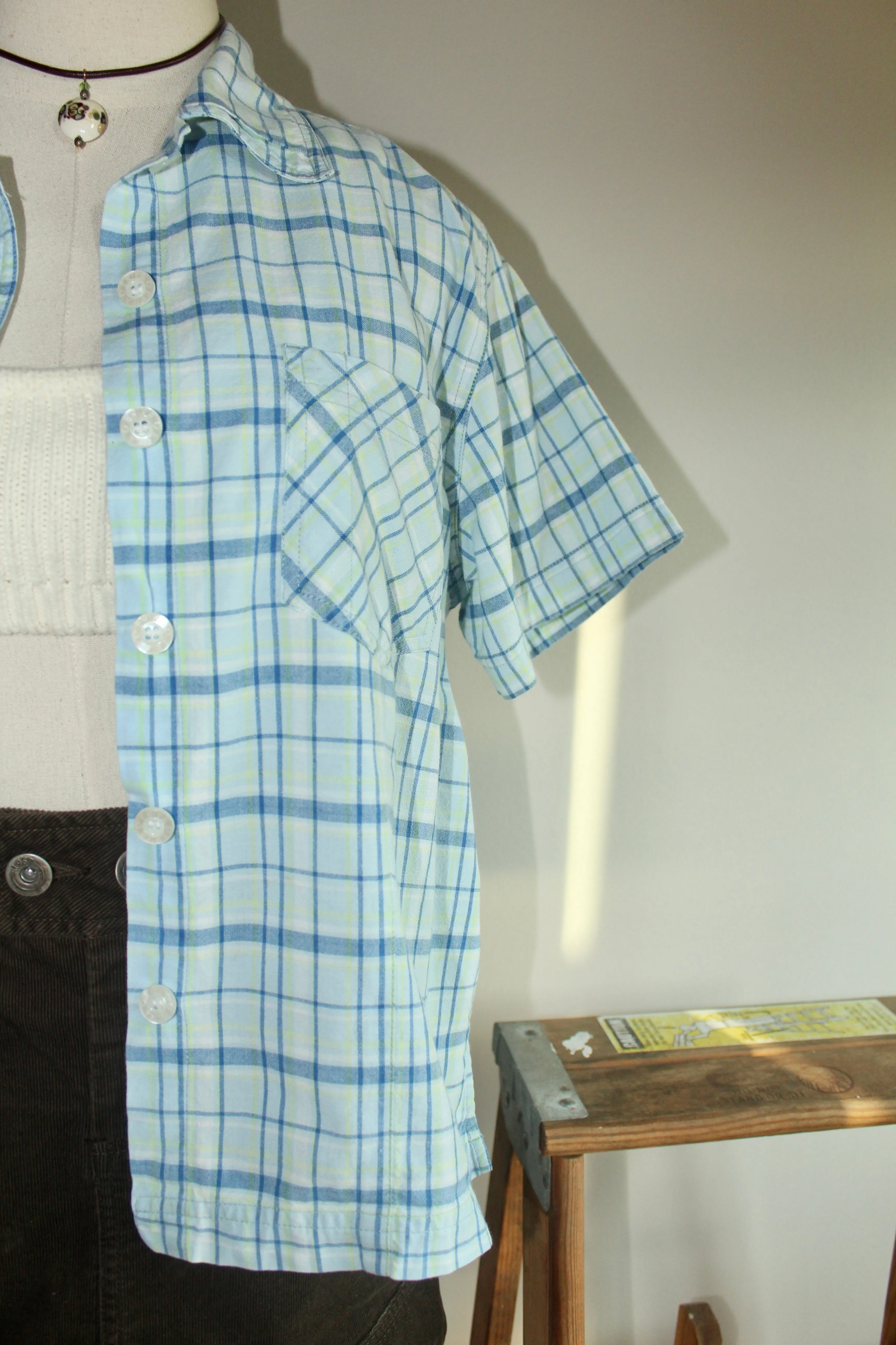 Vintage 90s Plaid Short Sleeve (M)