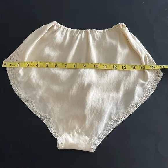 Vintage All Soft Silk Cream Panties with Imported Lace Trim
