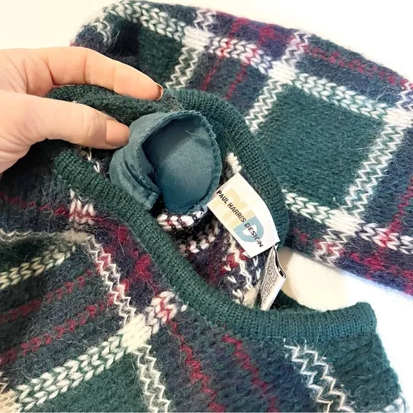 Vintage Paul Harris Design tartan plaid mohair wool sweater