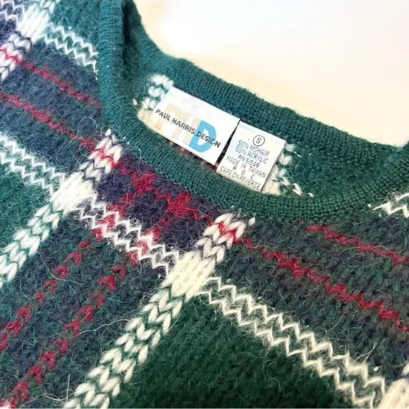Vintage Paul Harris Design tartan plaid mohair wool sweater