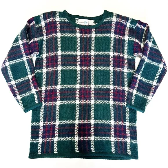 Vintage Paul Harris Design tartan plaid mohair wool sweater