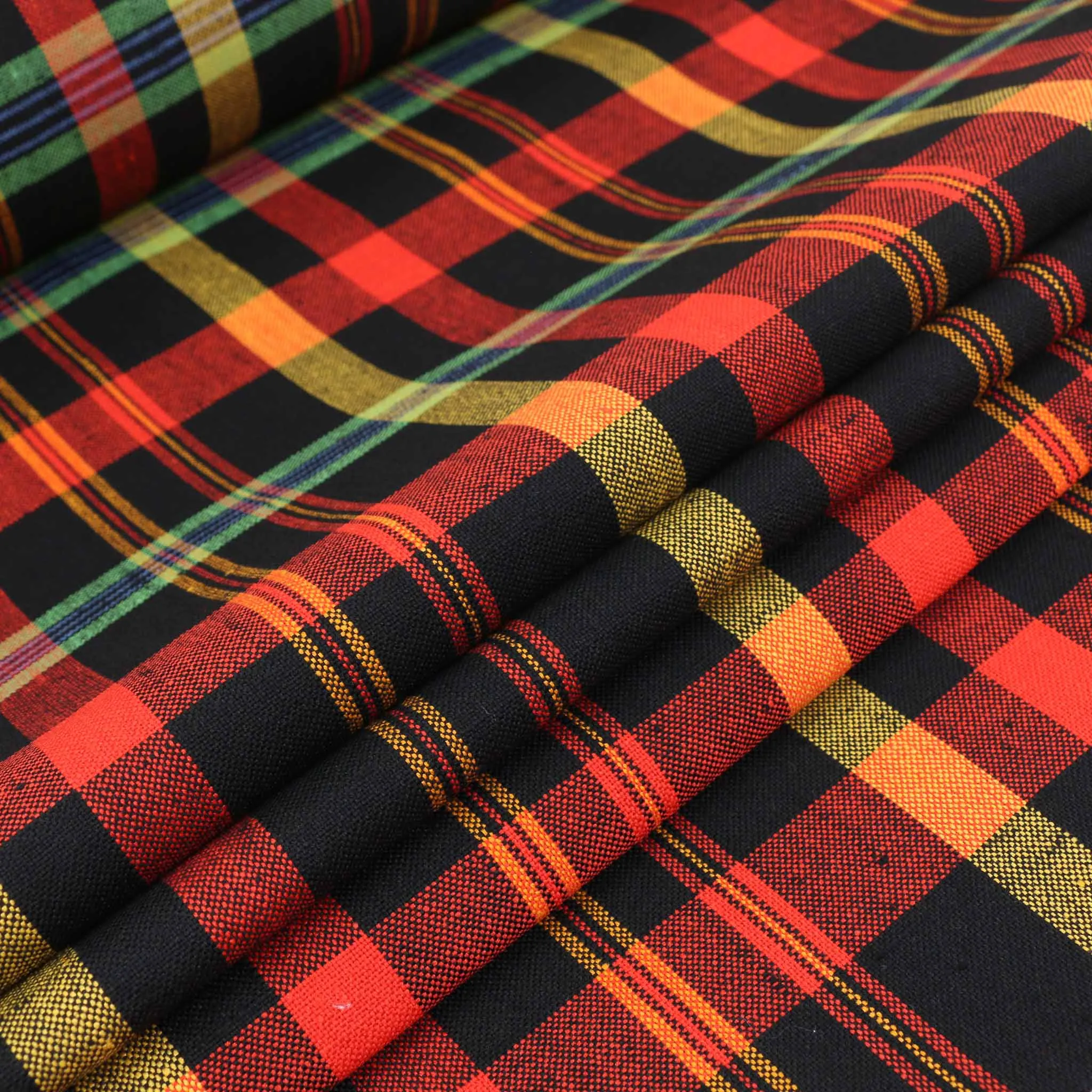Vintage Wool blend suiting -  Orange, black