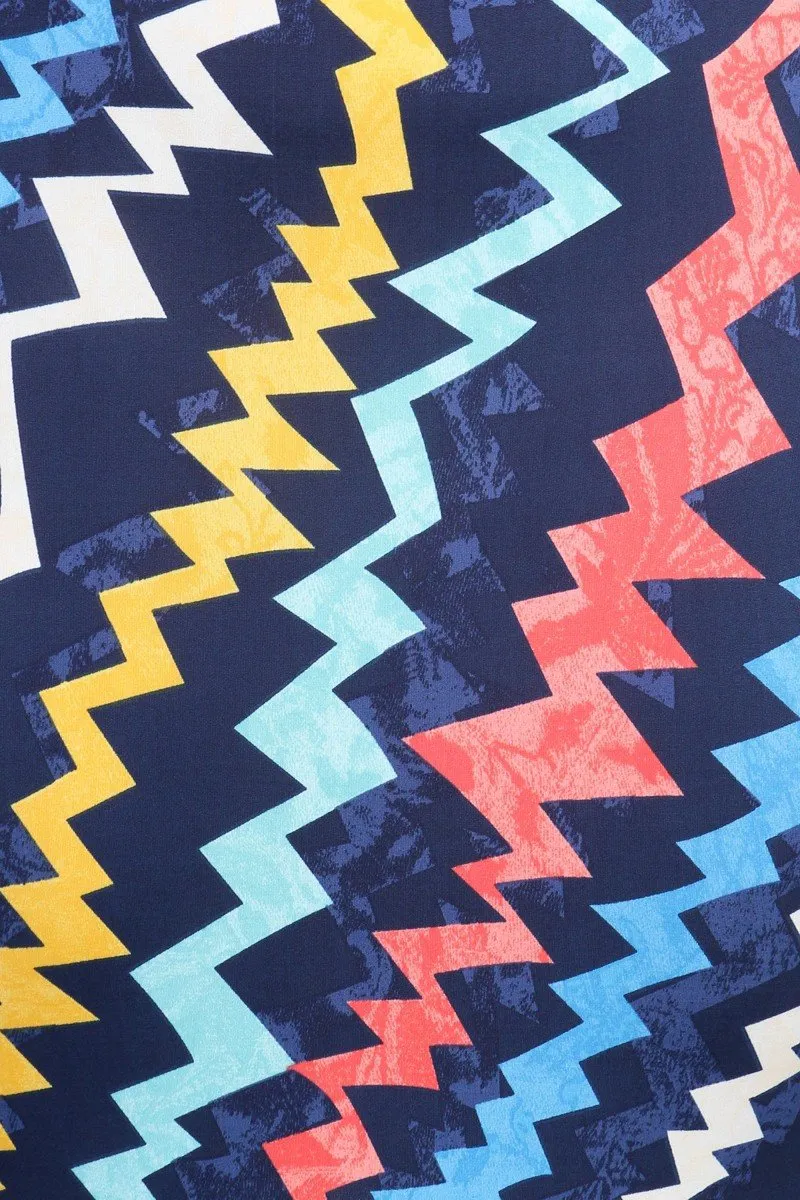 Vivid Zigzag Print Crop Top Plus SizeMaxi Skirt Set
