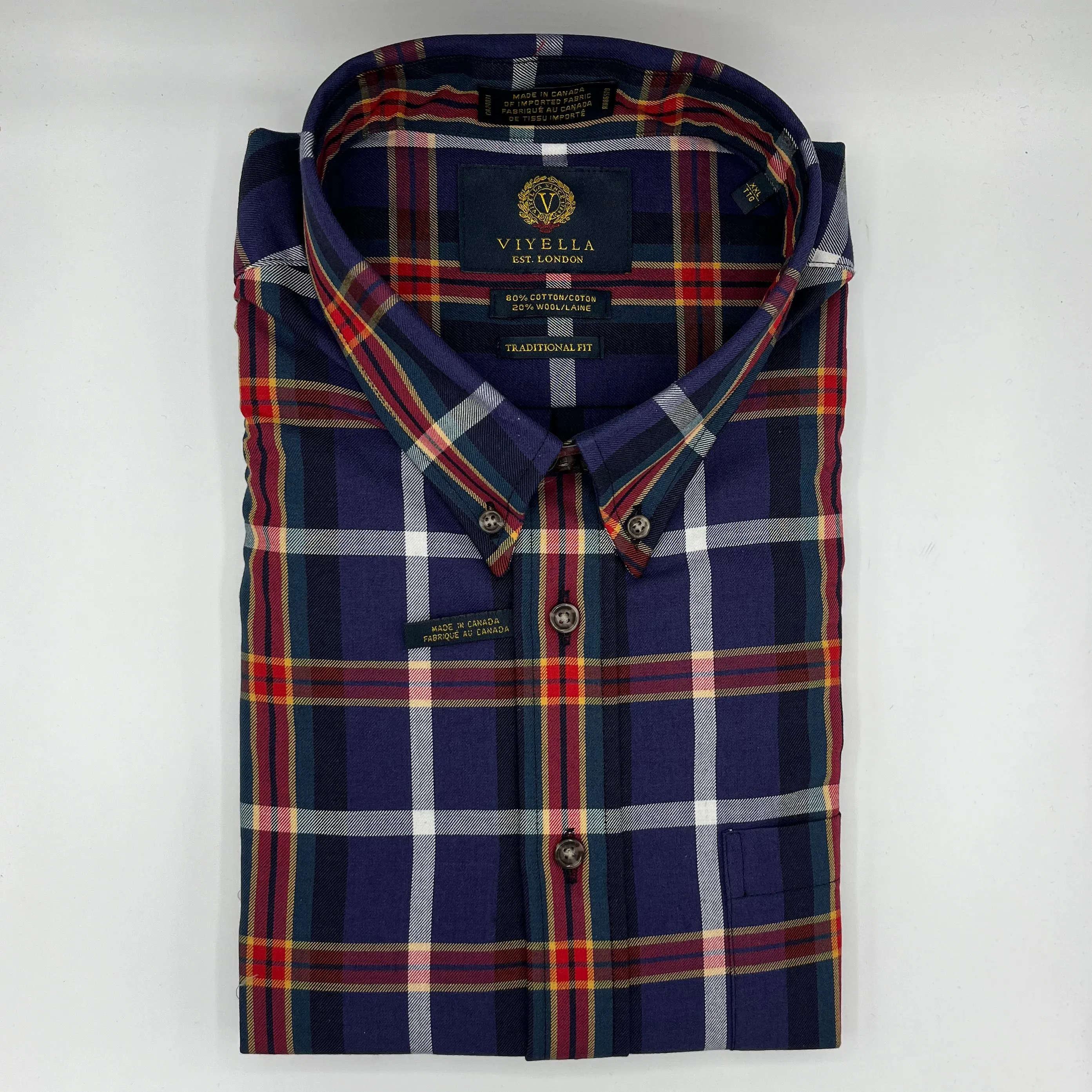 Viyella Men's 80 Cotton/20 Wool Long Sleeve Navy Button Down Sport Shirt - 653427 1998