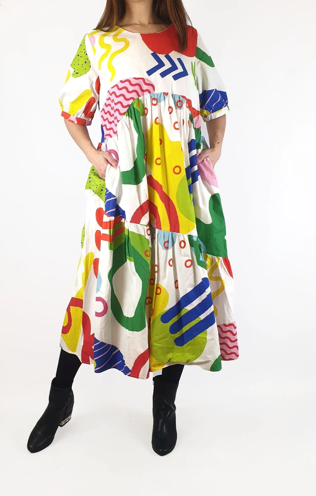 Vow Studio colourful tiered dress size 10 (RRP $249)
