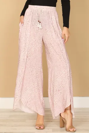 WAIST TIE TULIP PRINTED PANTS
