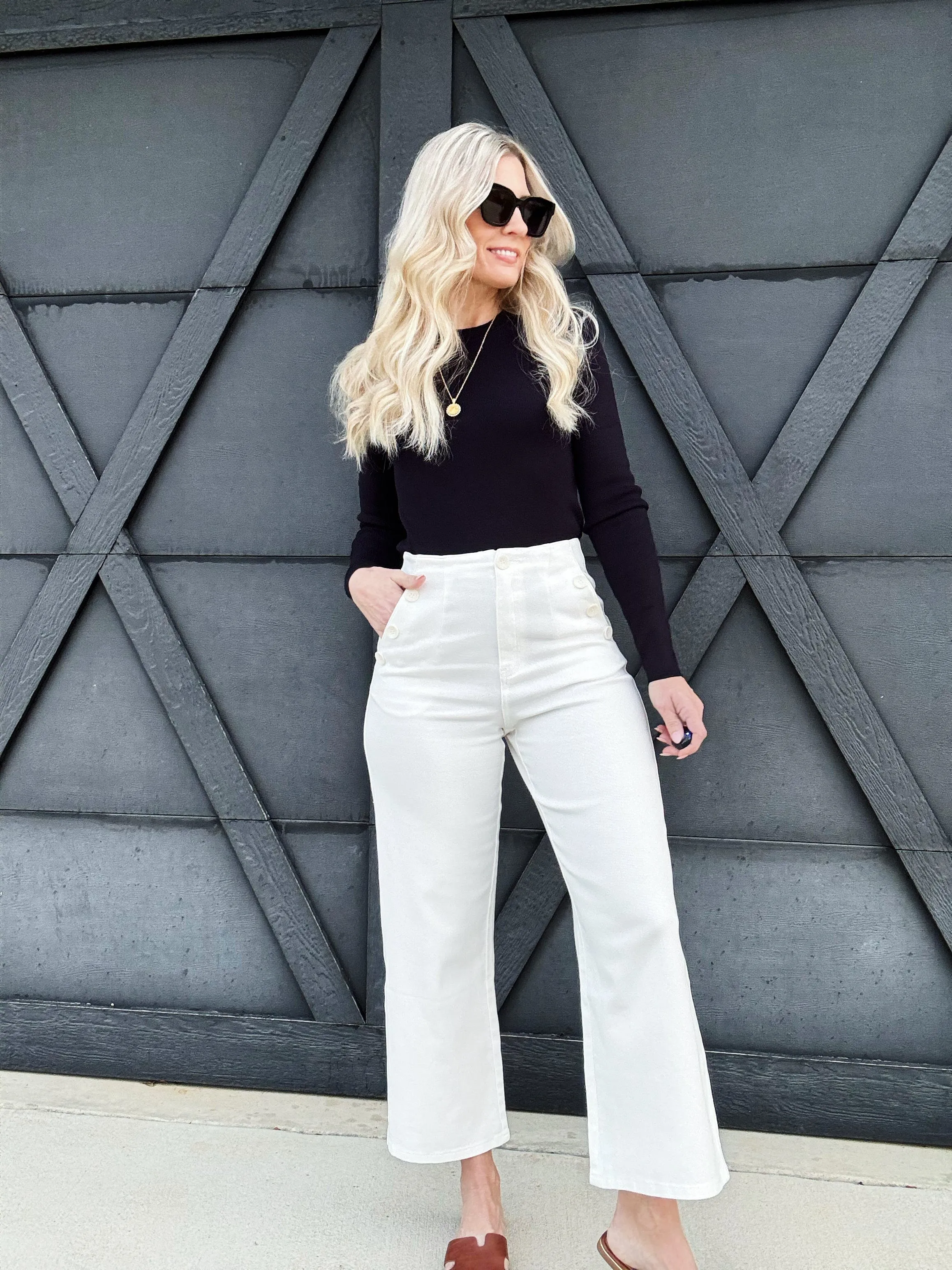 Washed Cotton Pants In White