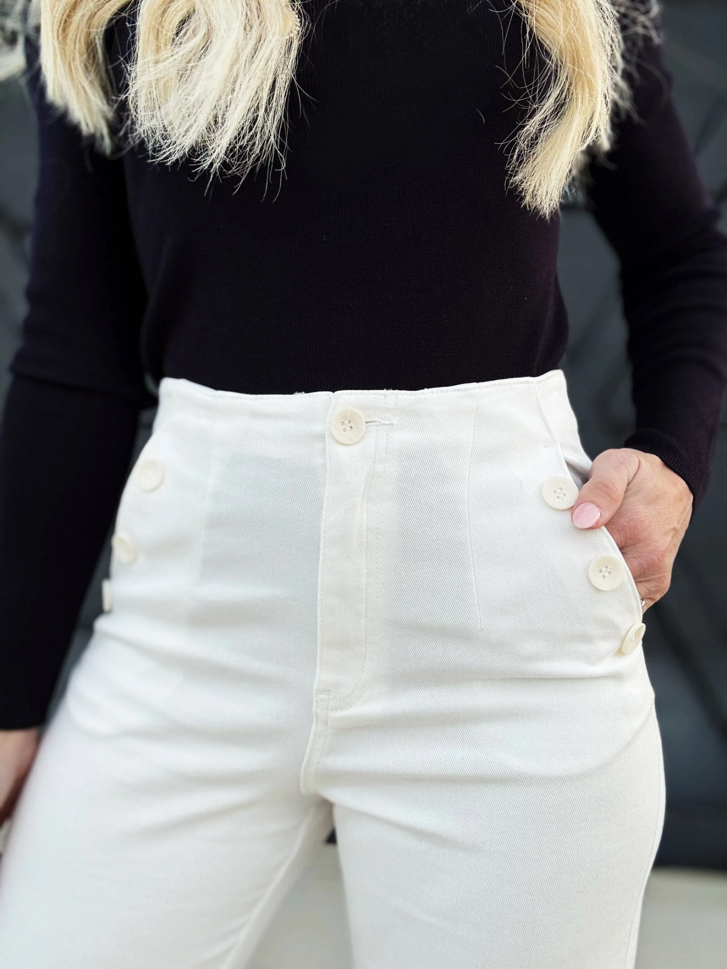 Washed Cotton Pants In White